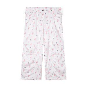Openyy Kitty Floral Print Overalls Paratrooper Pants